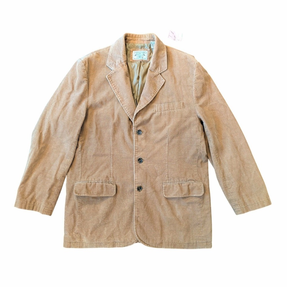 Wrangler Jeans Co Mens Tan Corduroy Blazer Jacket 3 Button Large Cotton Barn